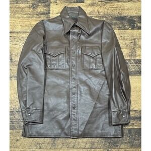 VTG 70s Aurora Brown Dagger Collar Vinyl Jacket Western Hippie Rockabilly Medium